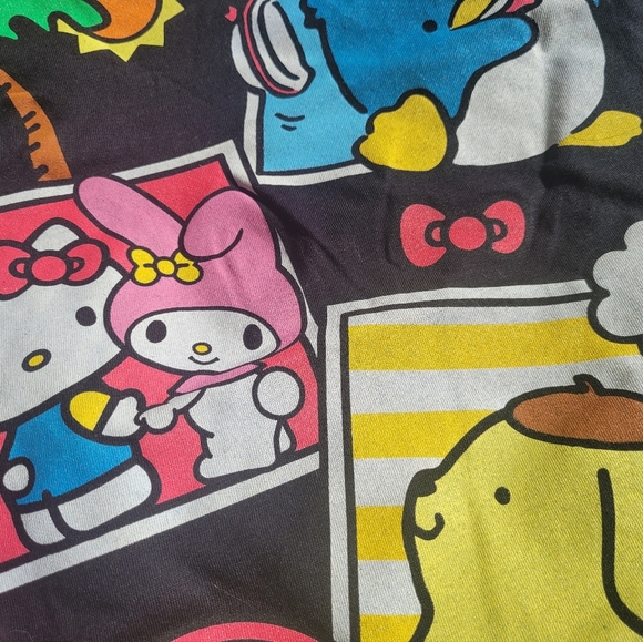 Womens Size Large Hello Kitty And Friends Black Kawaii Tee Pompompurin My Melody - Picture 6 of 6